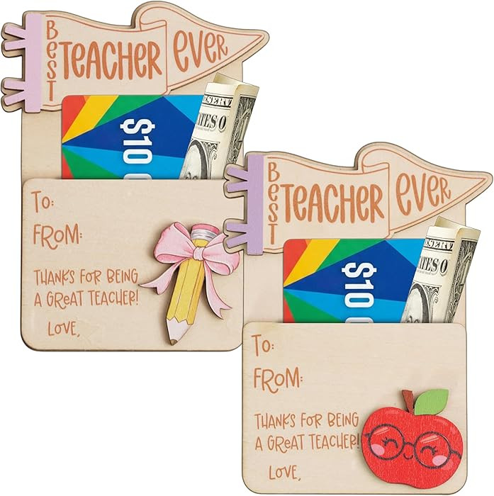 KATINAT Set 2 PCS Teacher Appreciation Gift Card Holder, Pencil & Apple Money Holder, Thank You T... | Amazon (US)