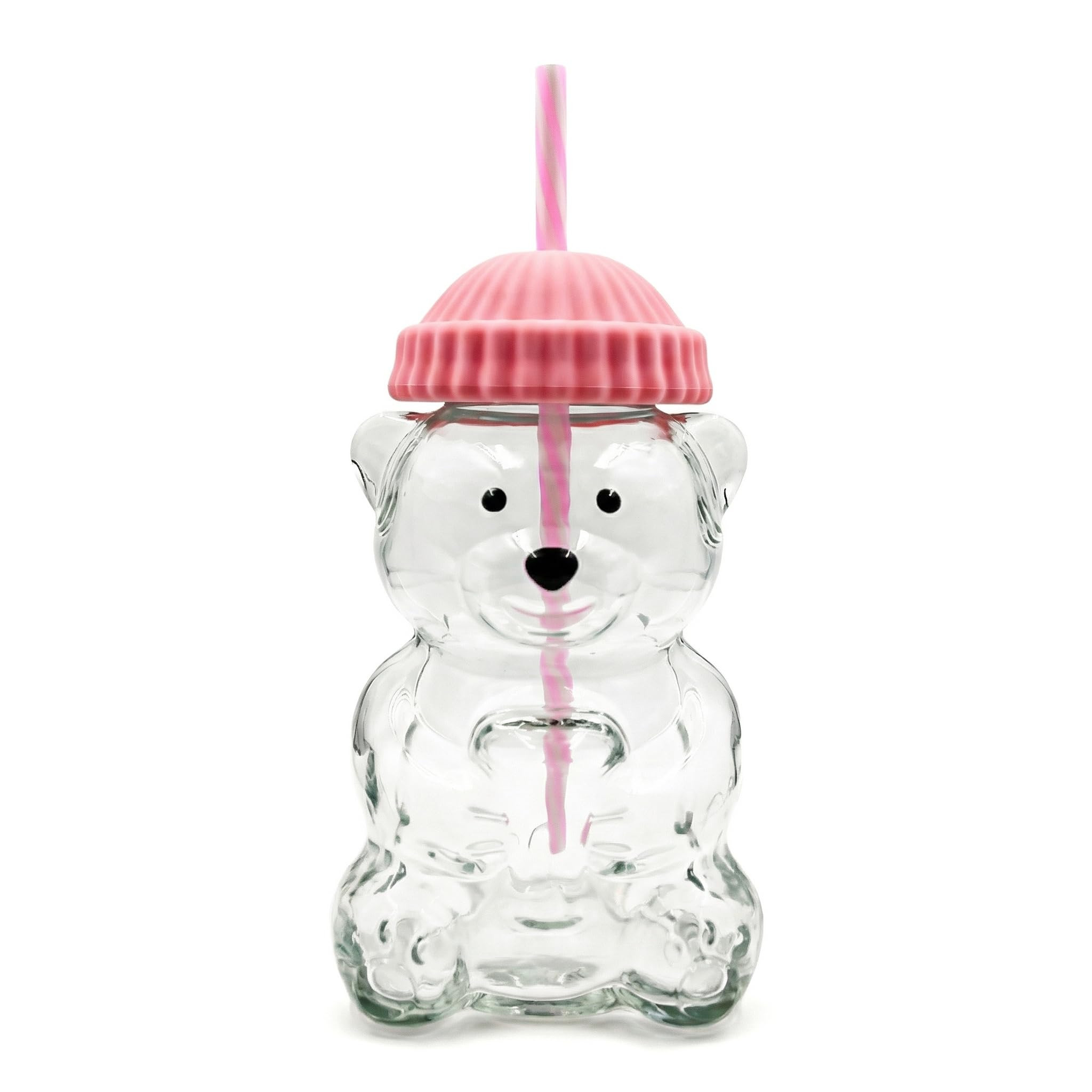 Glass Bear Cup,Bear Cup with Straw, 500ml Reusable Bear Glass Tumbler with Lid for Iced Coffee, M... | Amazon (US)