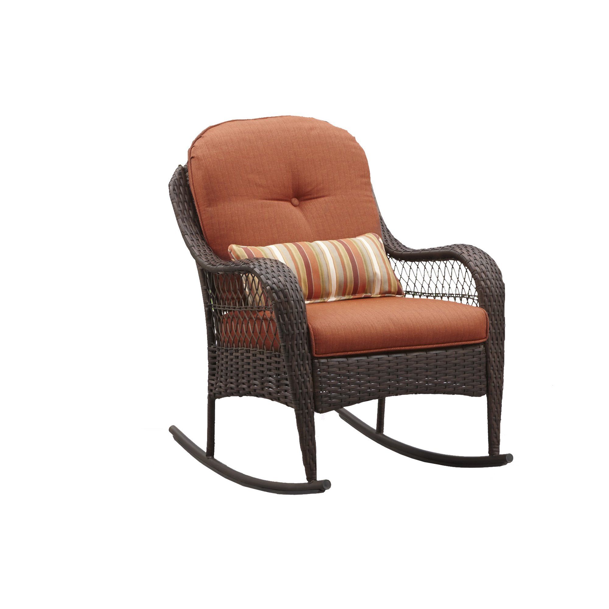 Better Homes & Gardens Azalea Ridge Outdoor Wicker Rocking Chair, Orange | Walmart (US)
