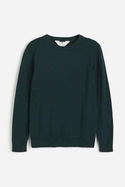 Fine-knit Cotton Sweater - Dark green - Kids | H&M US | H&M (US + CA)