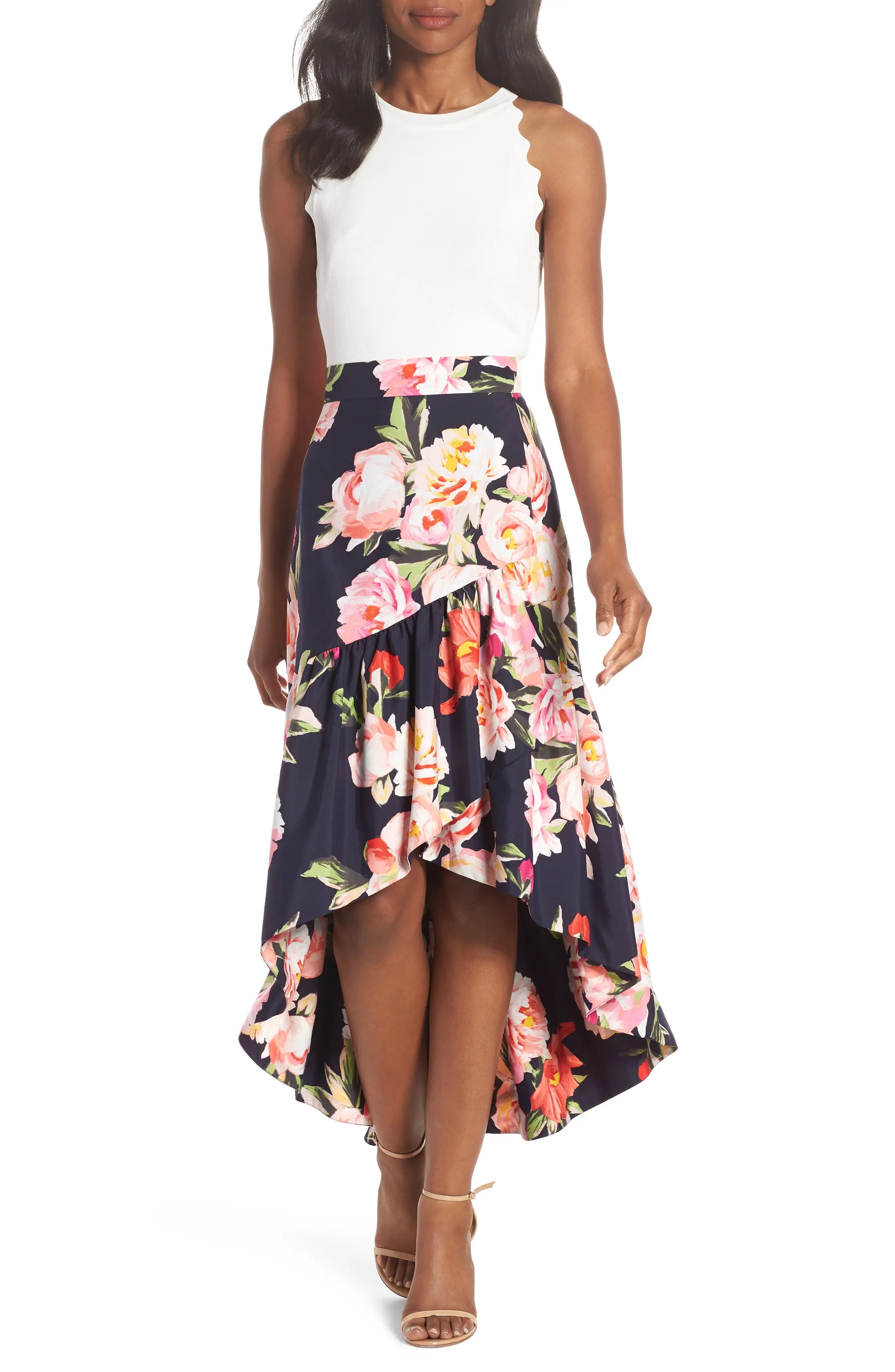 Eliza J Floral Print Ruffle Skirt | Nordstrom