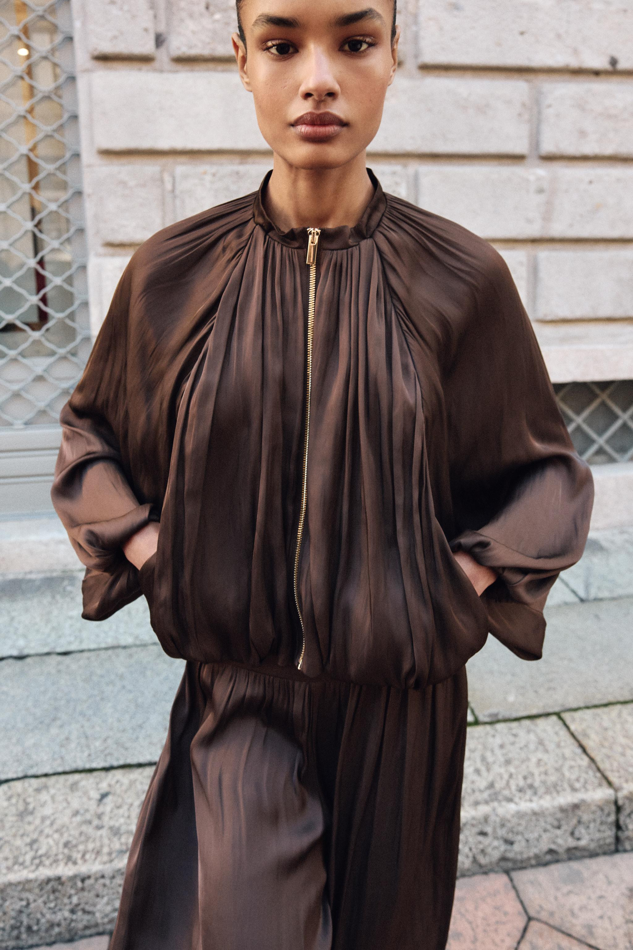 SATIN BALLOON BOMBER JACKET | Zara US