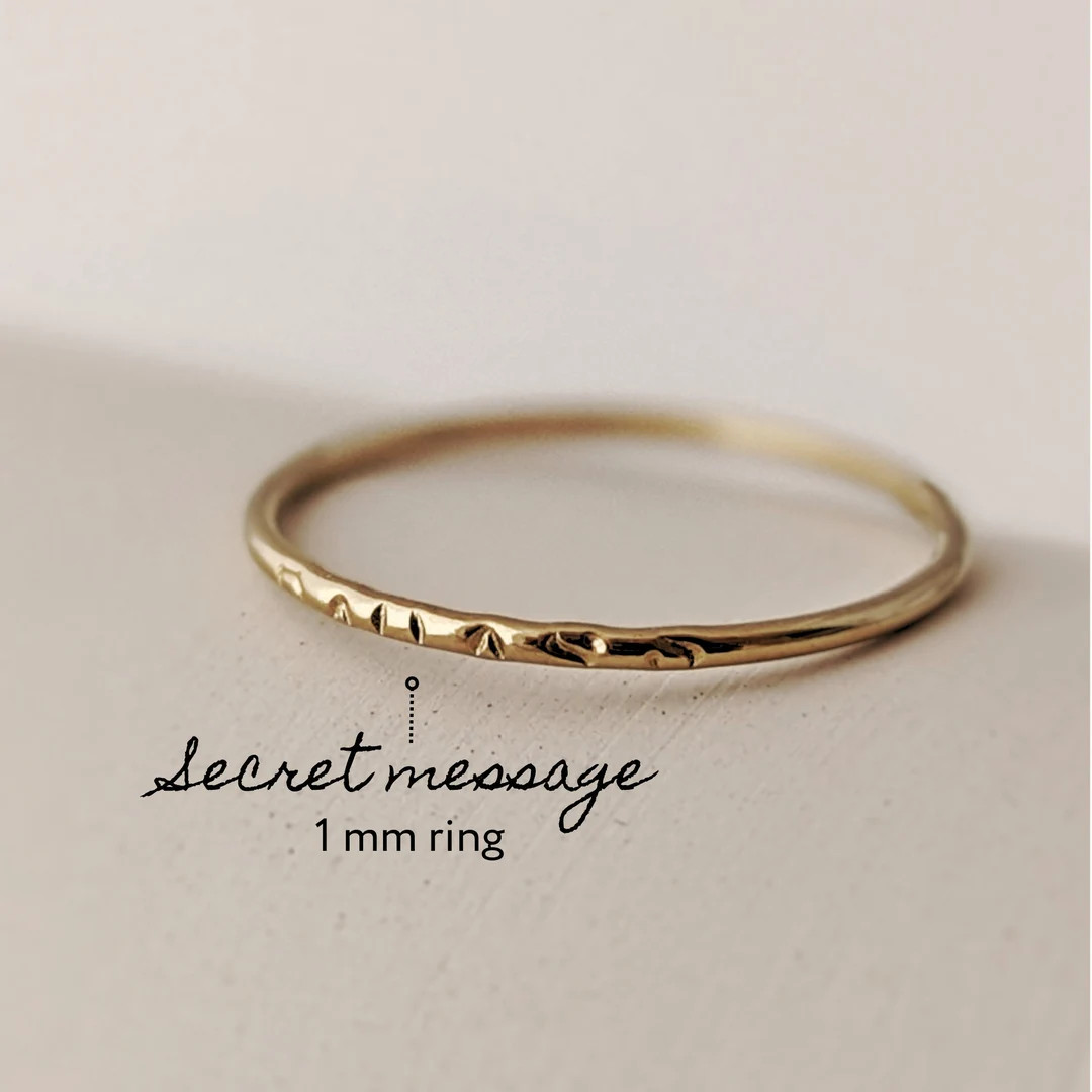 Custom 1 mm secret message ring, hidden quote jewelry, initial ring, hand stamped ring, custom gi... | Etsy (US)