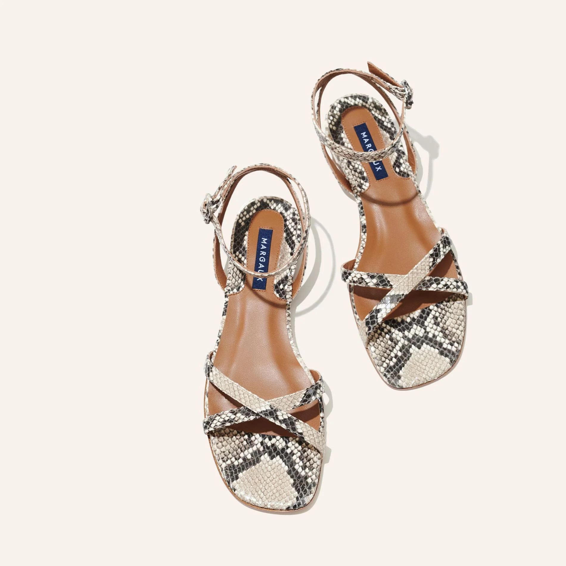 The Flat Sandal - Natural Python Embossed | Margaux