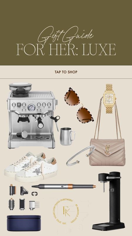 Gift guide: for her, all luxe 🩷 some items I have and own, others on my list 😍 this Breville Espresso machine is hands down my favorite “appliance” we have in the kitchen. It’s THE best and used every single day!!! We just got the carbonater and love! 

Gift guides, holiday gifts, luxe gift ideas for her, YSL, Krewe sunglasses, Michele watches, golden goose’s 

#LTKshoecrush #LTKGiftGuide #LTKHoliday