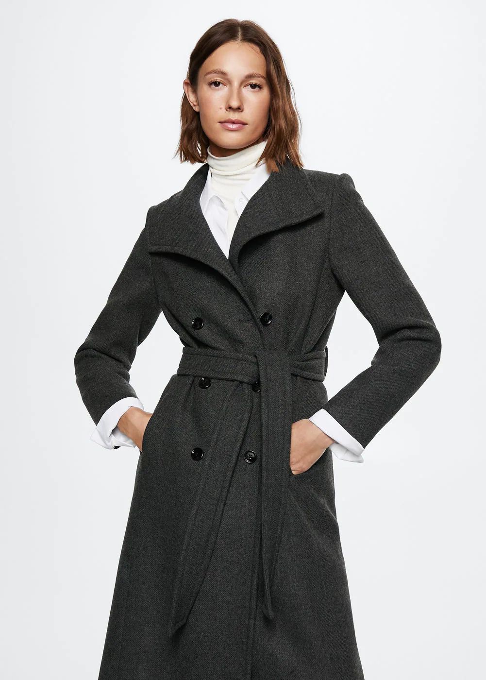 Woolen coat with belt | MANGO (US)