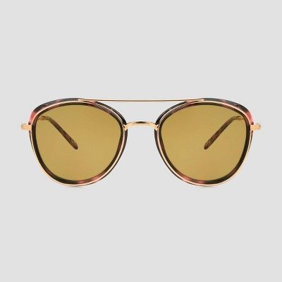 Women's Tortoise Shell Print Aviator Sunglasses - A New Day™ Brown | Target