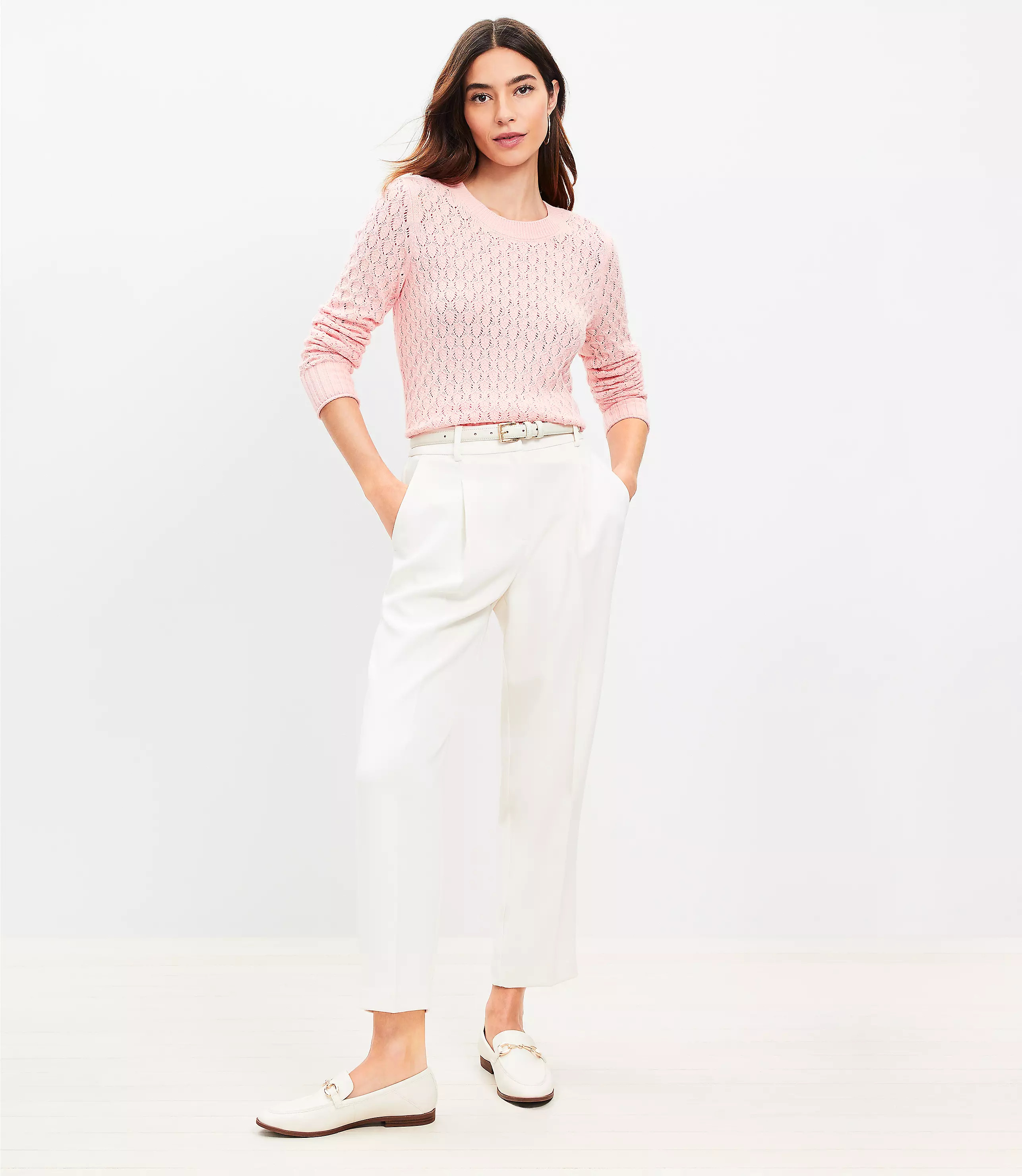 Pleated Tapered Pants in Crepe | LOFT