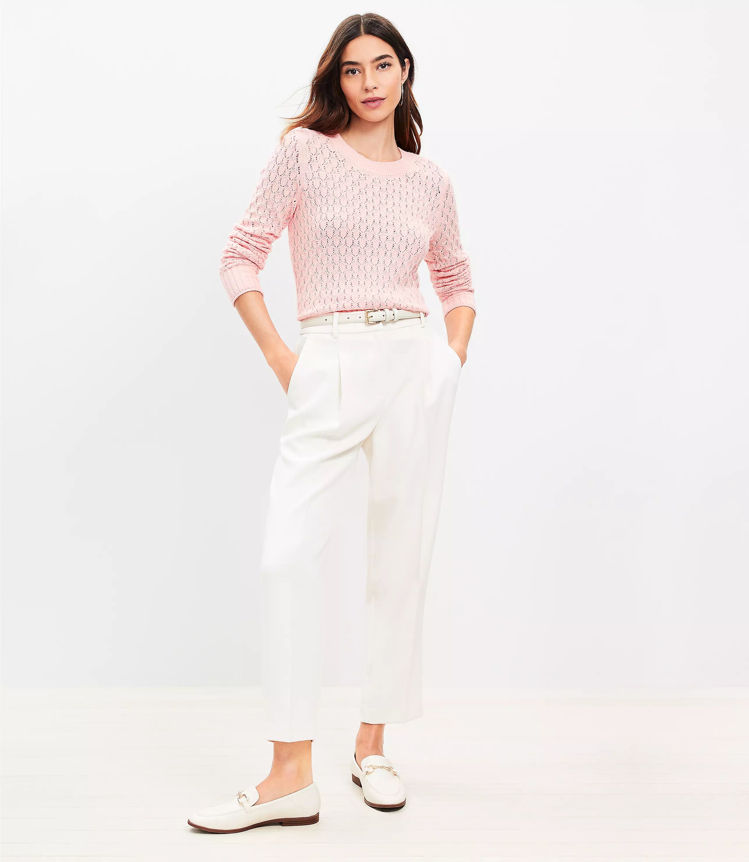 Pleated Tapered Pants in Crepe | LOFT