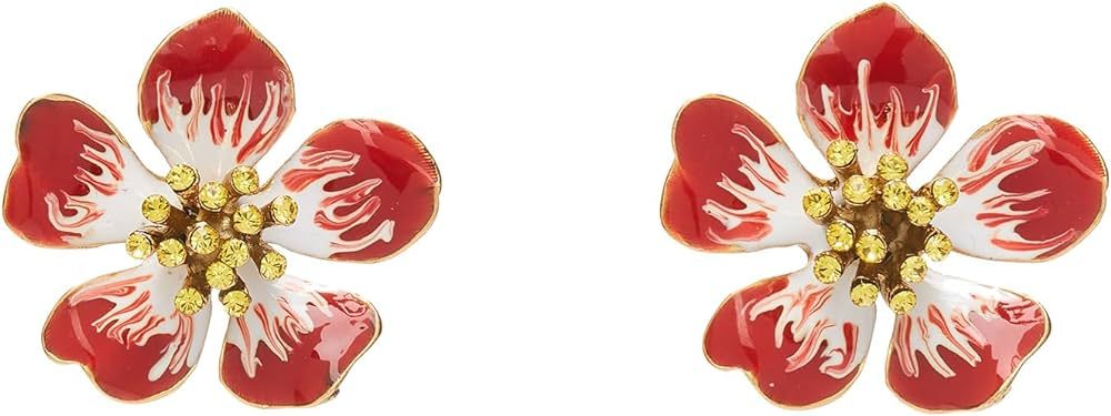 Amazon.com: Oscar de la Renta, Small Hand-Painted Flower Earrings, Cinnamon : Luxury Stores | Amazon (US)