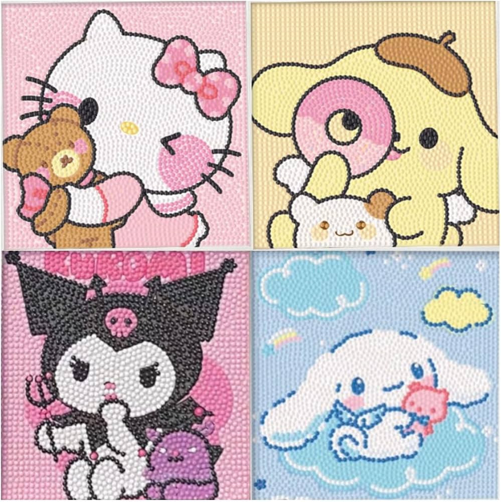 PERFECTSIGHT Cute 5D Diamond Art Kits, Kawaii DIY Painting Art for Adults Teen, 4 Pack Diamond Ar... | Amazon (US)