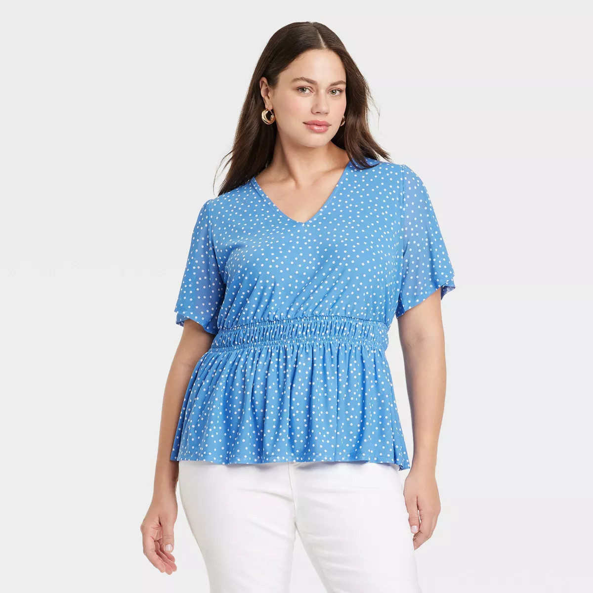 Women's Slim Fit Flutter Short Sleeve V-Neck Knit Top - Ava & Viv™ | Target
