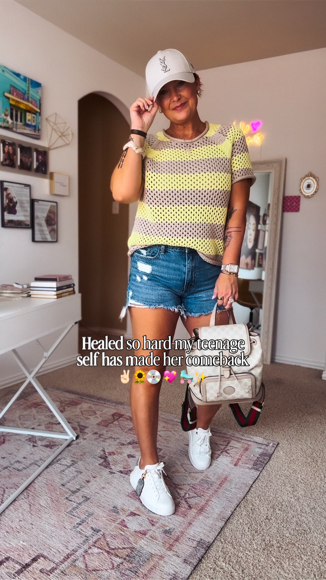 Loving this yellow + taupe striped spring sweater sweater 💛🤎 

#LTKOver40 #LTKootd