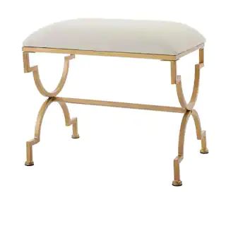 Home Decorators Collection Ivory Upholstered Metal Vanity Stool with Gold Base (23.50 in W. X 21.... | The Home Depot