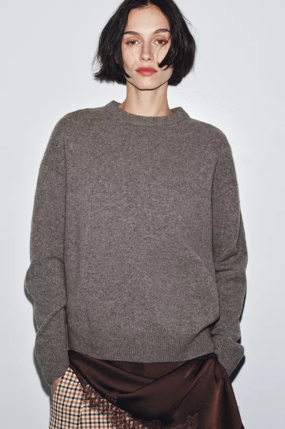 CASHMERE AND WOOL LONG SLEEVE SWEATER | Zara UK