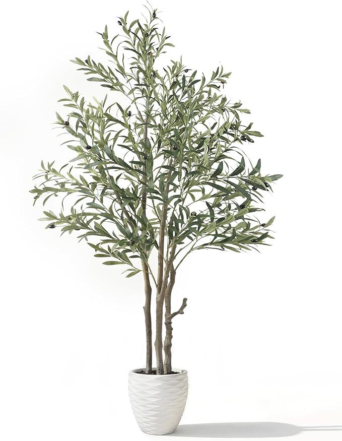 KOL 6ft Artificial Olive Tree Indoor, Tall Faux Olive Trees, Lifelike Fake Olive Tree Floor Plant... | Amazon (US)