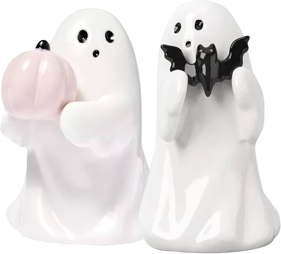 Cute Ghost Halloween Decorative Figurines, Holding Bat, Pink Pumpkin, Horror Statue Decor, Mini R... | Amazon (US)