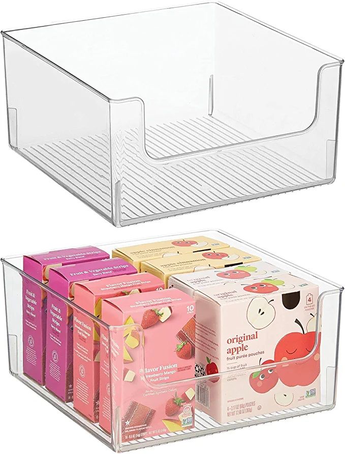 mDesign Modern Wide Plastic Open Front Dip Storage Organizer Bin Basket for Kitchen Organization ... | Amazon (US)
