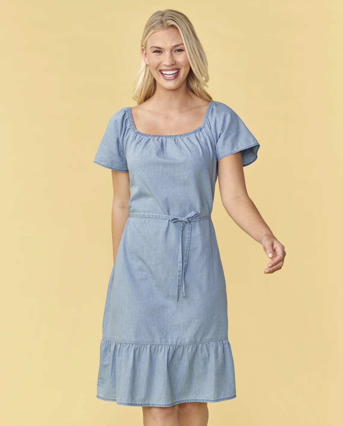 Womens Mommy And Me Chambray Tiered Dress - lily wash | The Children's Place