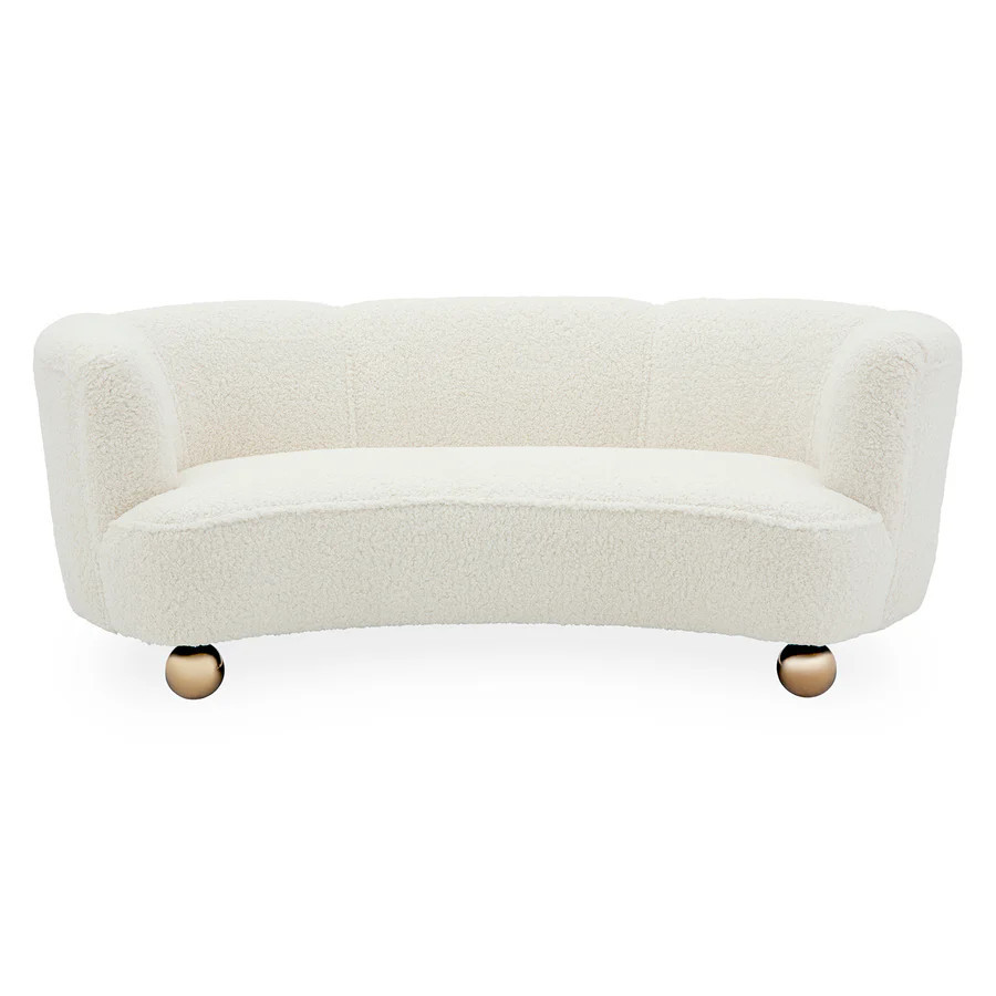 Parker Curved Sofa in Teddy Bouclé | Jonathan Adler US