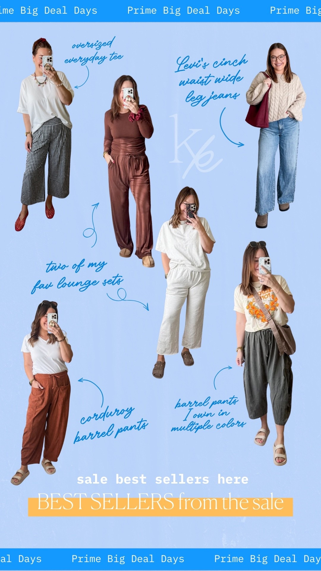 Best sellers from prime big deal days! // soft tummy pants / Levi’s cinch waist jeans / two piece lounge sets / oversized tee / fall fashion