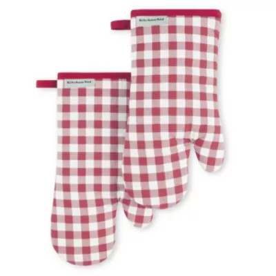 KitchenAid Gingham Oven Mitt Set, Red | Belk