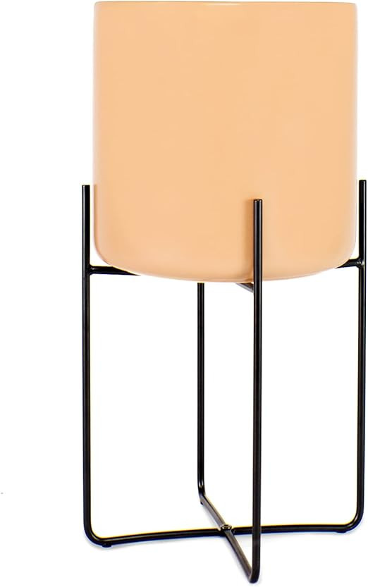 Bees & Buds Tall Metal Plant Stand Indoor - 10 inch Black Iron Outdoor Plant Stands - Mid Century... | Amazon (US)