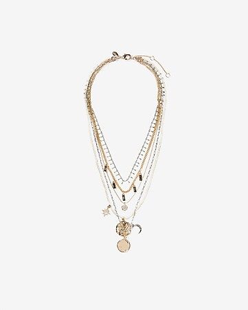 Five Row Charm Necklace | Express