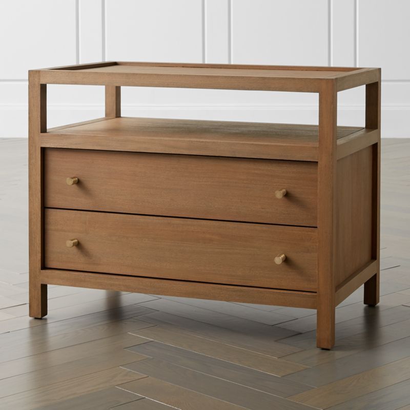 Keane Driftwood Solid Wood Charging Nightstand | Crate & Barrel