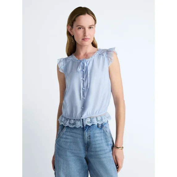 Scoop Women’s Day Lace Trim Top, Sizes XS-XXL | Walmart (US)
