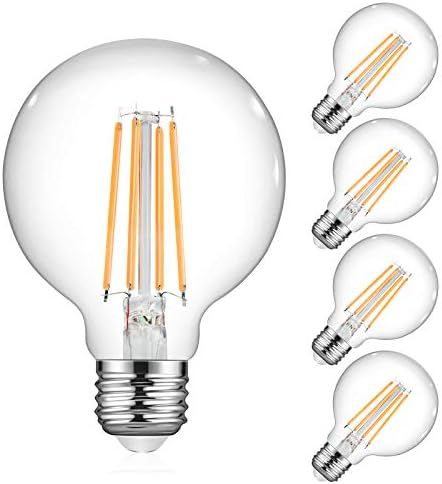 Ascher Vintage G25 LED Globe Light Bulbs, 60 Watt Equivalent, Warm White 2700K, 750LM, Non-Dimmab... | Amazon (US)