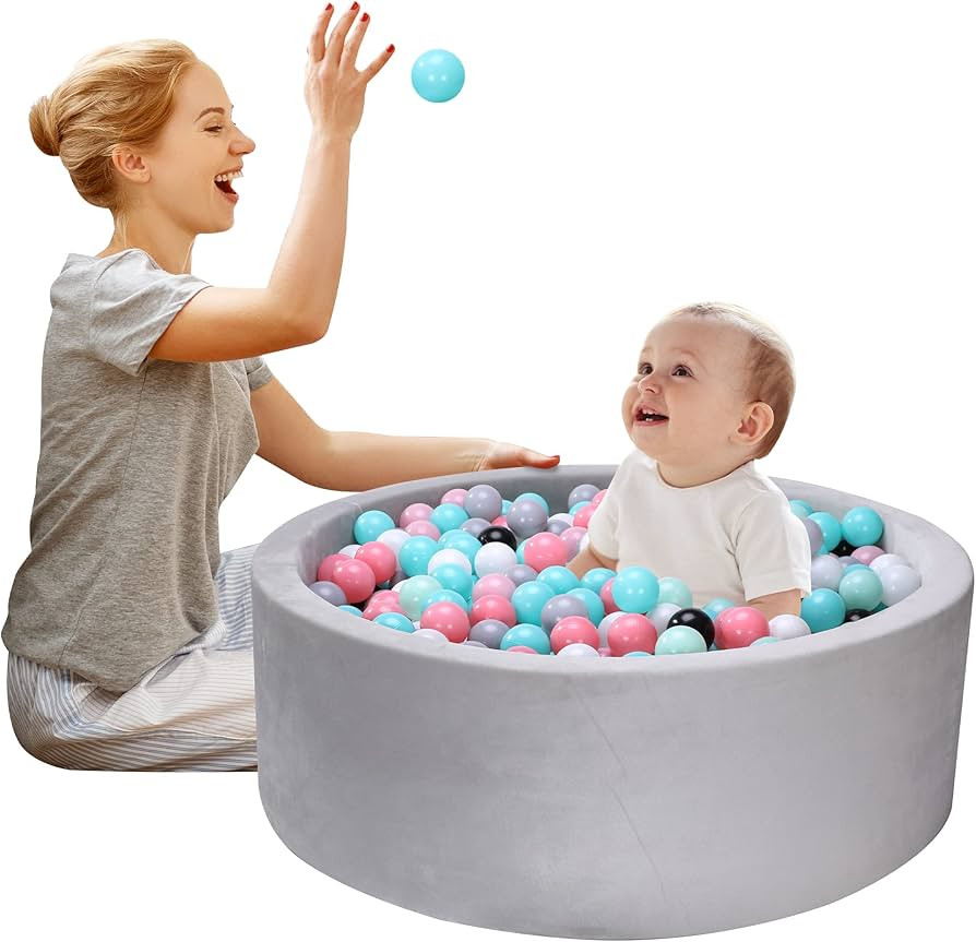 Foam Ball Pit for Children Babies, Baby Playpen of Light Grey Ball Pool Soft Round Designed, Easy... | Amazon (US)