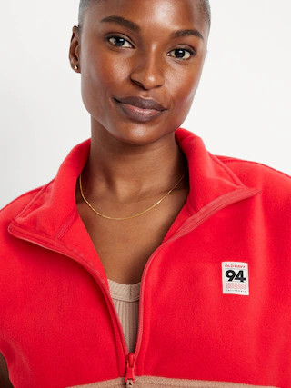 Oversized Performance Microfleece Cropped Half Zip | Old Navy (US)