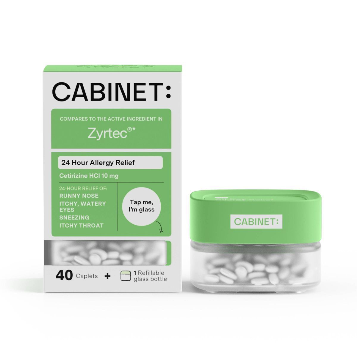 Cabinet Health 24hr Allergy Relief Cetirizine HCl 10mg Refillable Glass Bottle - 40ct | Target