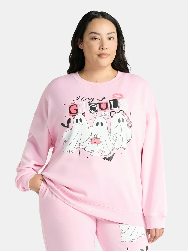 Hey Ghouls Women's Halloween Graphic Sweatshirt with Long Sleeves, Sizes XXS-XXL | Walmart (US)