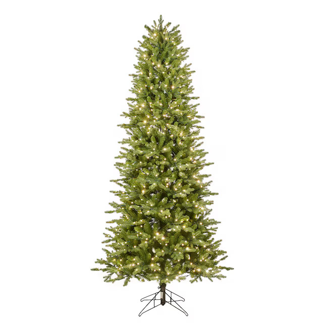 GE 7.5-ft Aspen fir Pre-lit Slim Artificial Christmas Tree with Multicolor LED Lights | Lowe's