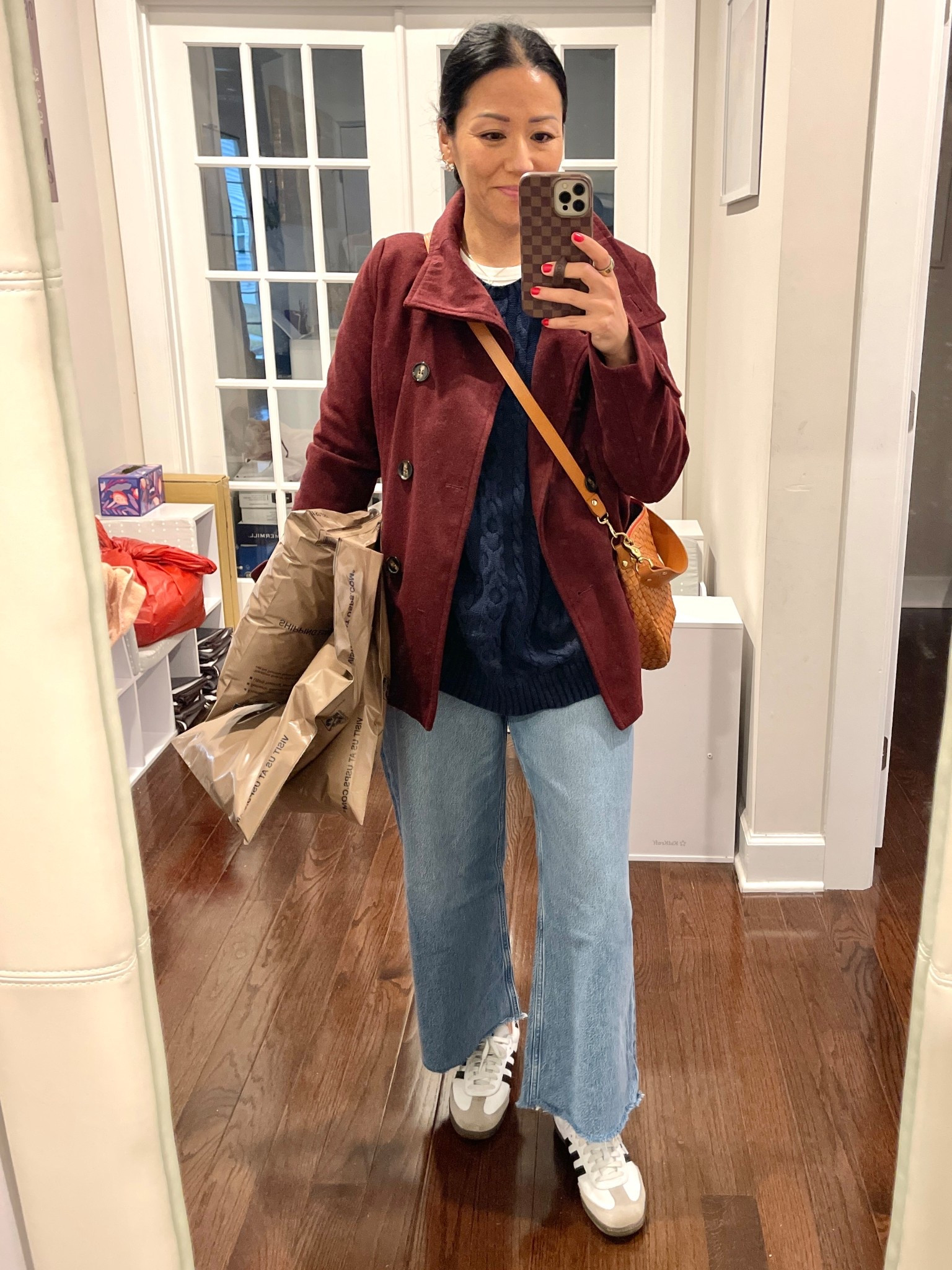 Oversized L.L Bean sweater (XL)- exact one is thrifted
Curve love Size 25 jeans
Sized down 1/2 in Sambas
Size small tank 
Linked exact coat on Poshmark


#LTKootd #LTKOver40 #LTKdayinmylife