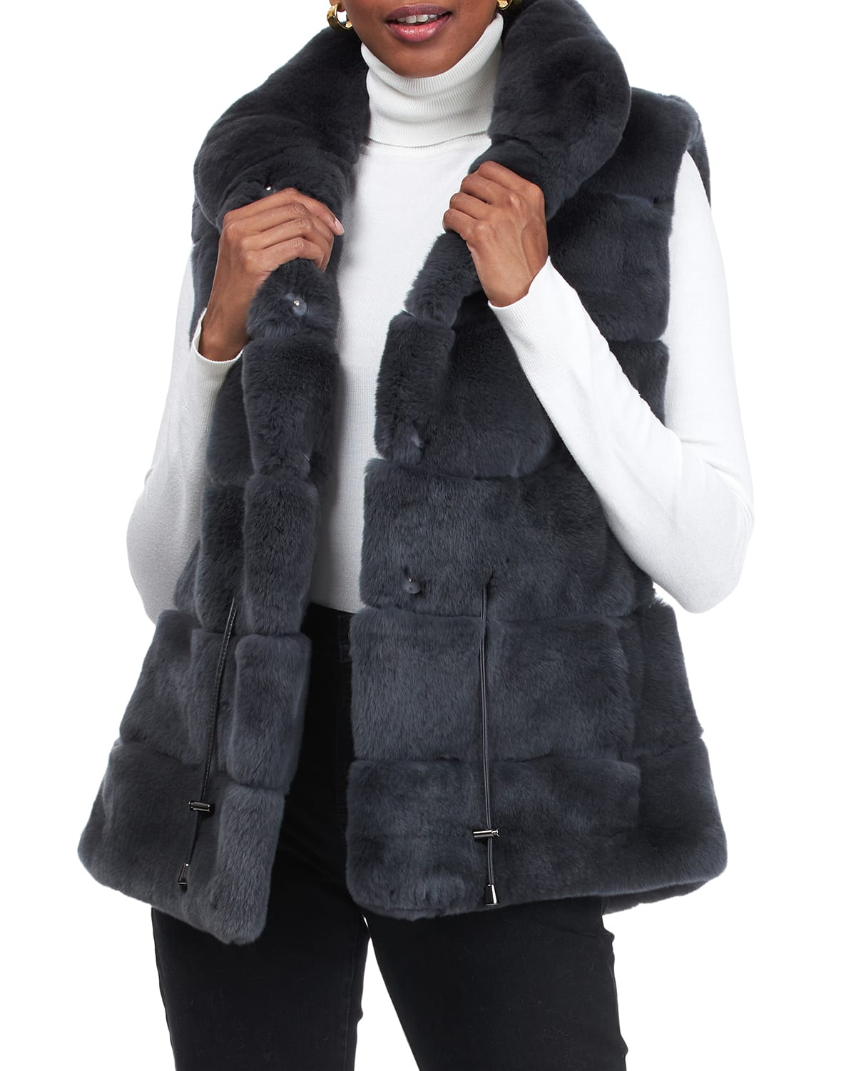 Horizontal Rex Rabbit Vest | Neiman Marcus