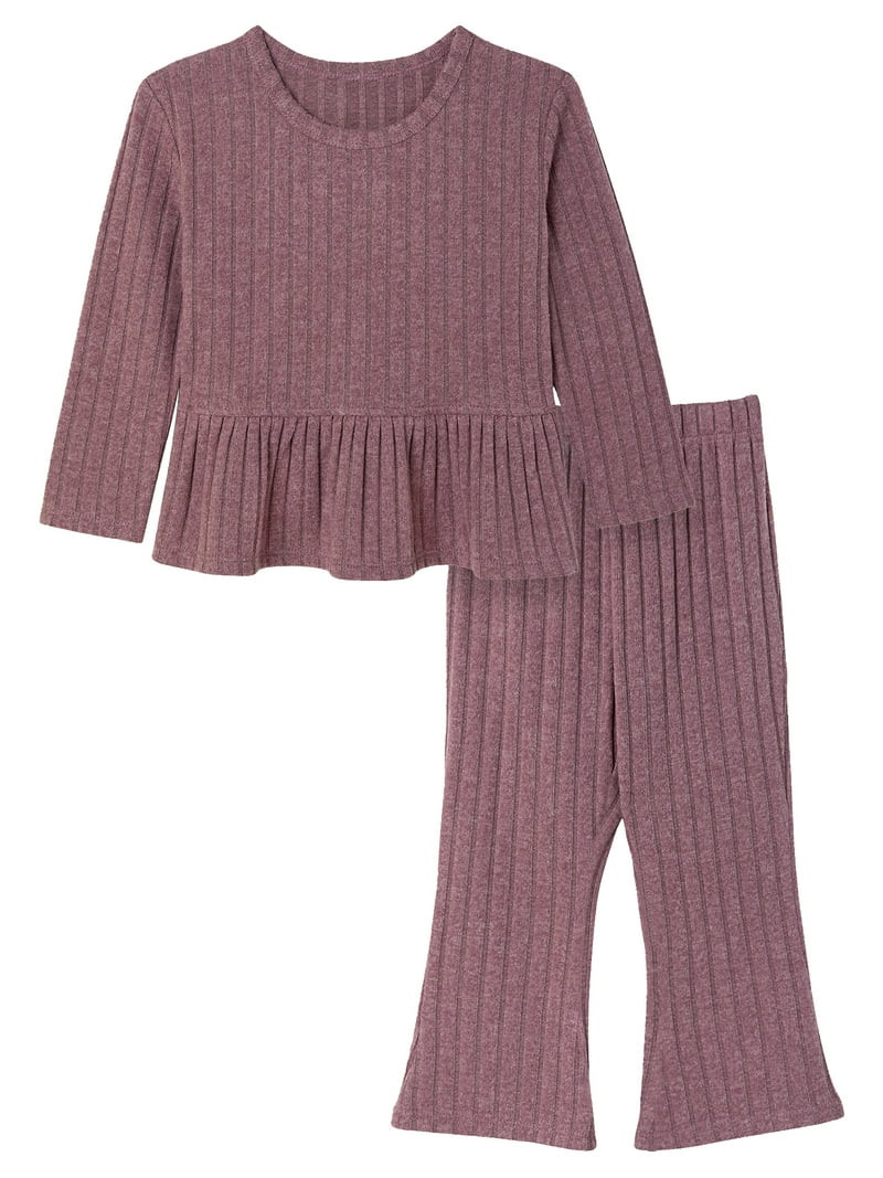 Modern Moments by Gerber Toddler Girl Peplum Top and Legging Outfit Set, Sizes 12M-5T | Walmart (US)