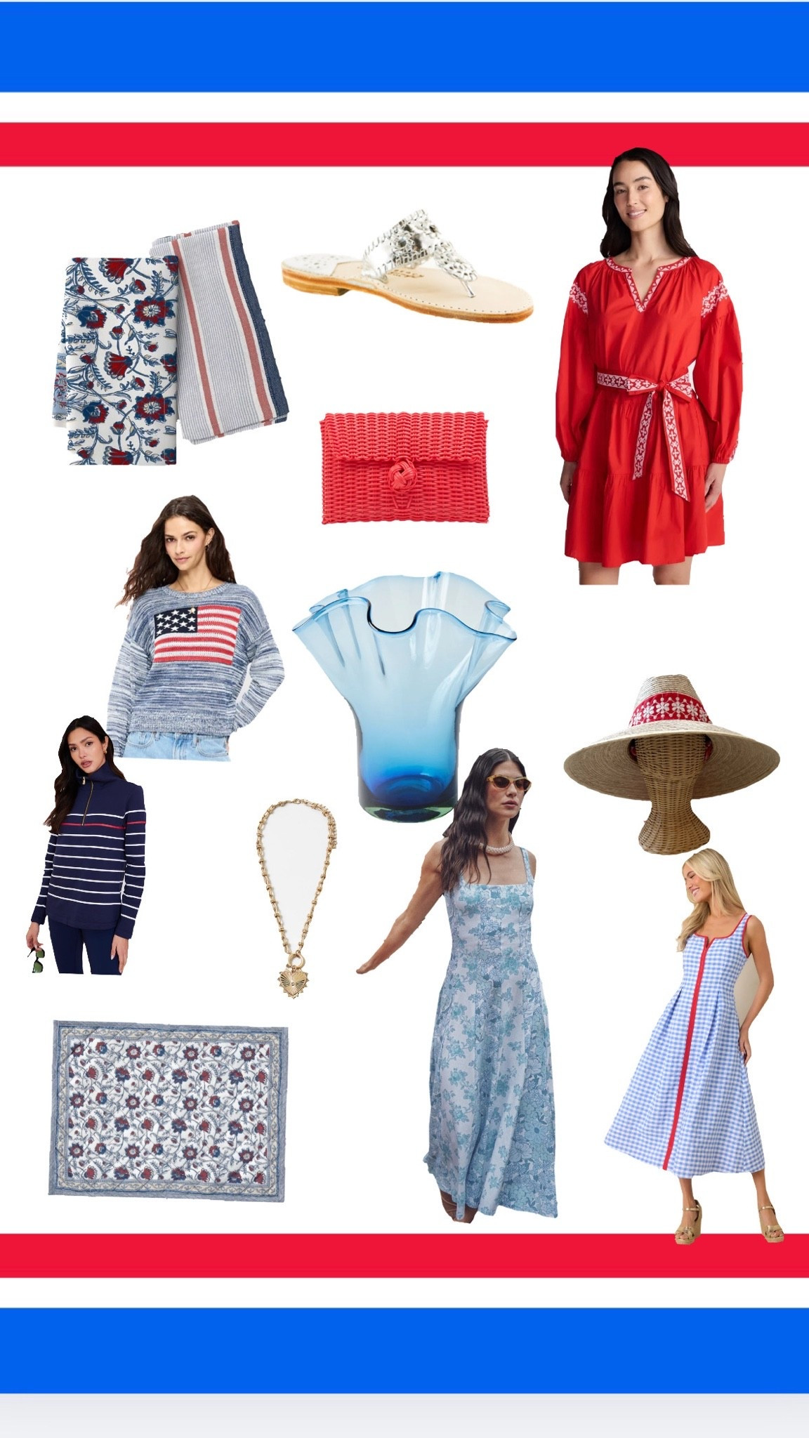 Loving #redwhiteandblue #summerstyle tons #shopsmall some #lookforless #tablescape #eastcoastsummer #americanflagsweater #summerdress #summersweater #sandals #sunhat #bag #jewelry

#LTKdayinmylife #LTKSeasonal #LTKSaleAlert