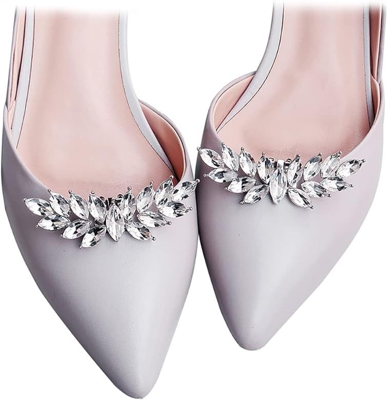 HJYHYN Silver Shoe Clip Shoes Jewelry Decoration Crystal Shoe Buckle for Wedding party-4 | Amazon (US)