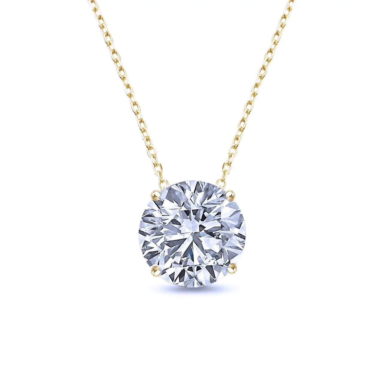 JeenMata Beautiful 1 Carat Round Cut Real Moissanite Solitaire Pendant Necklace in 18k Yellow Gol... | Walmart (US)
