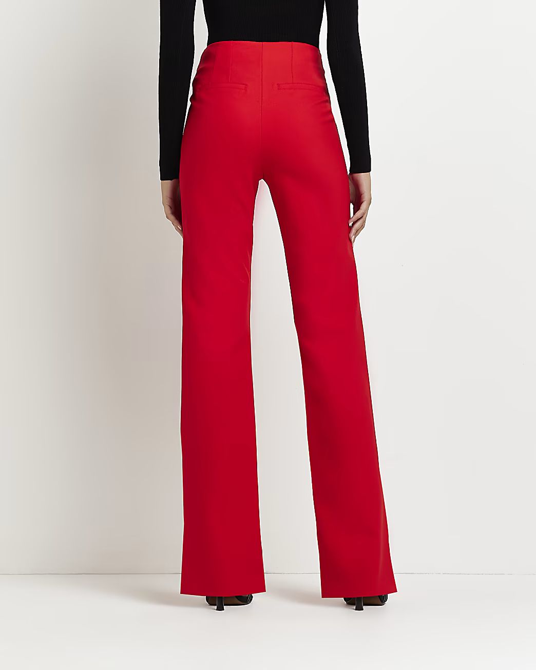 Red high waisted straight trousers | River Island (US)