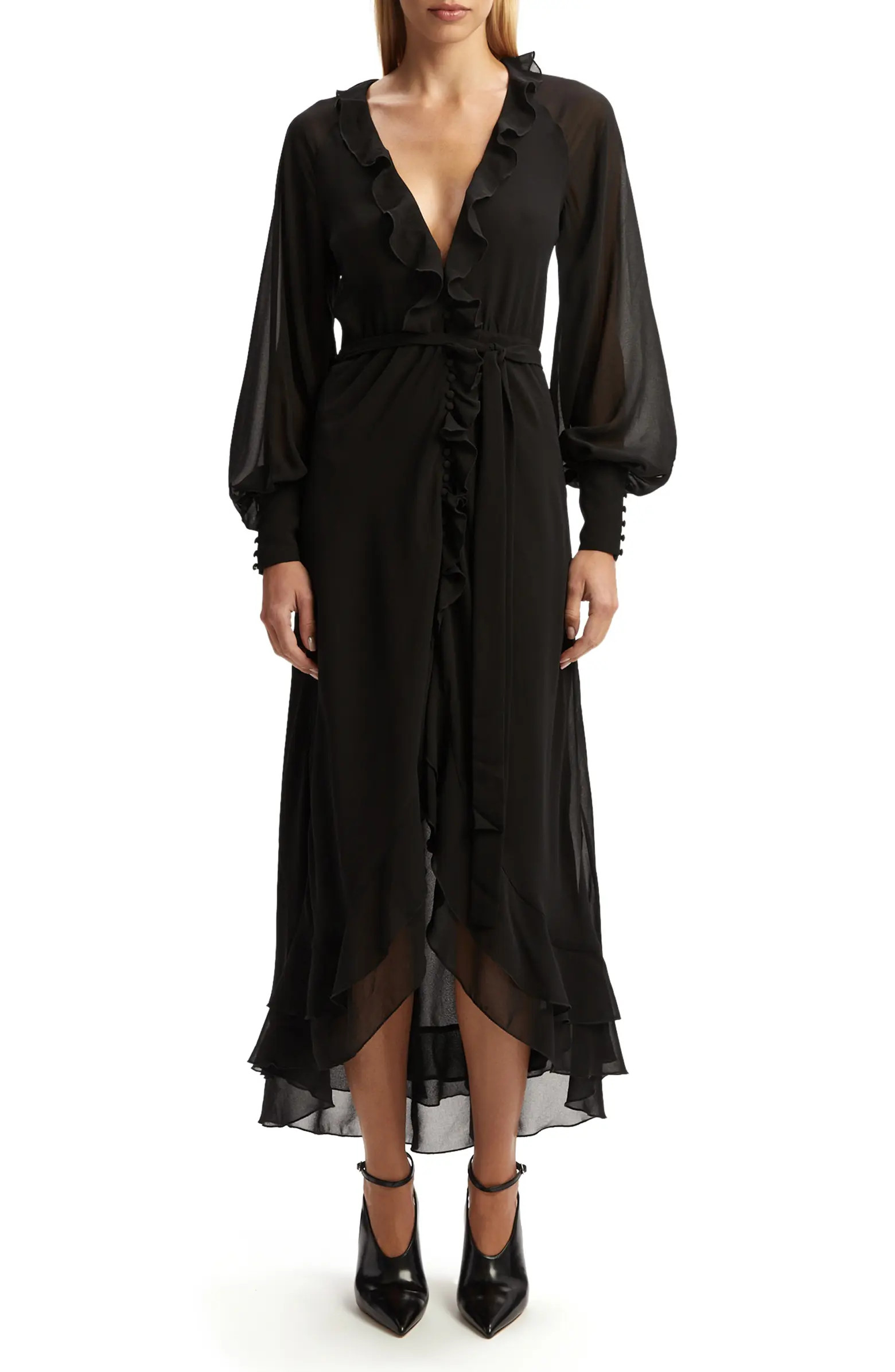 Bardot Kassia Ruffle Long Sleeve High/Low Maxi Dress | Nordstrom | Nordstrom