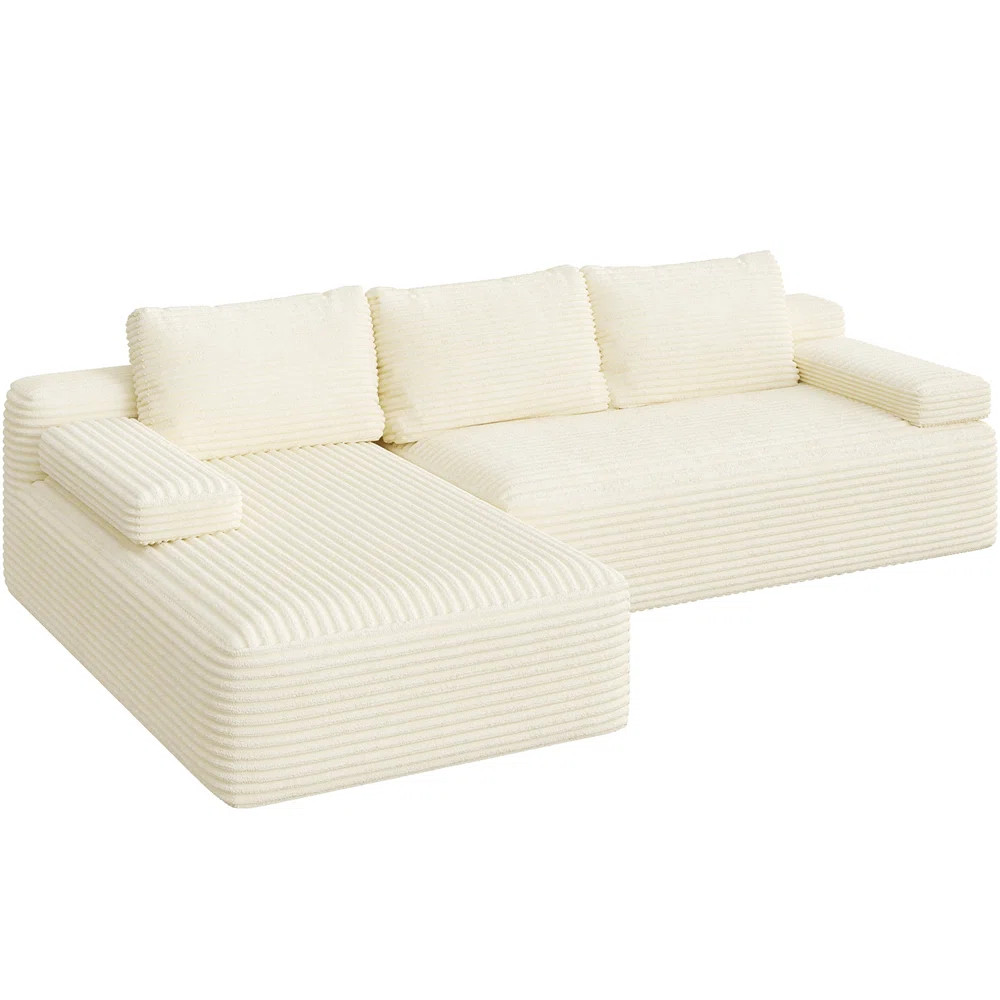 3-Seat L-Shaped Cloud Couch with 2 Armrests & 3 Detachable Pillows, No Assembly Required | Wayfair North America