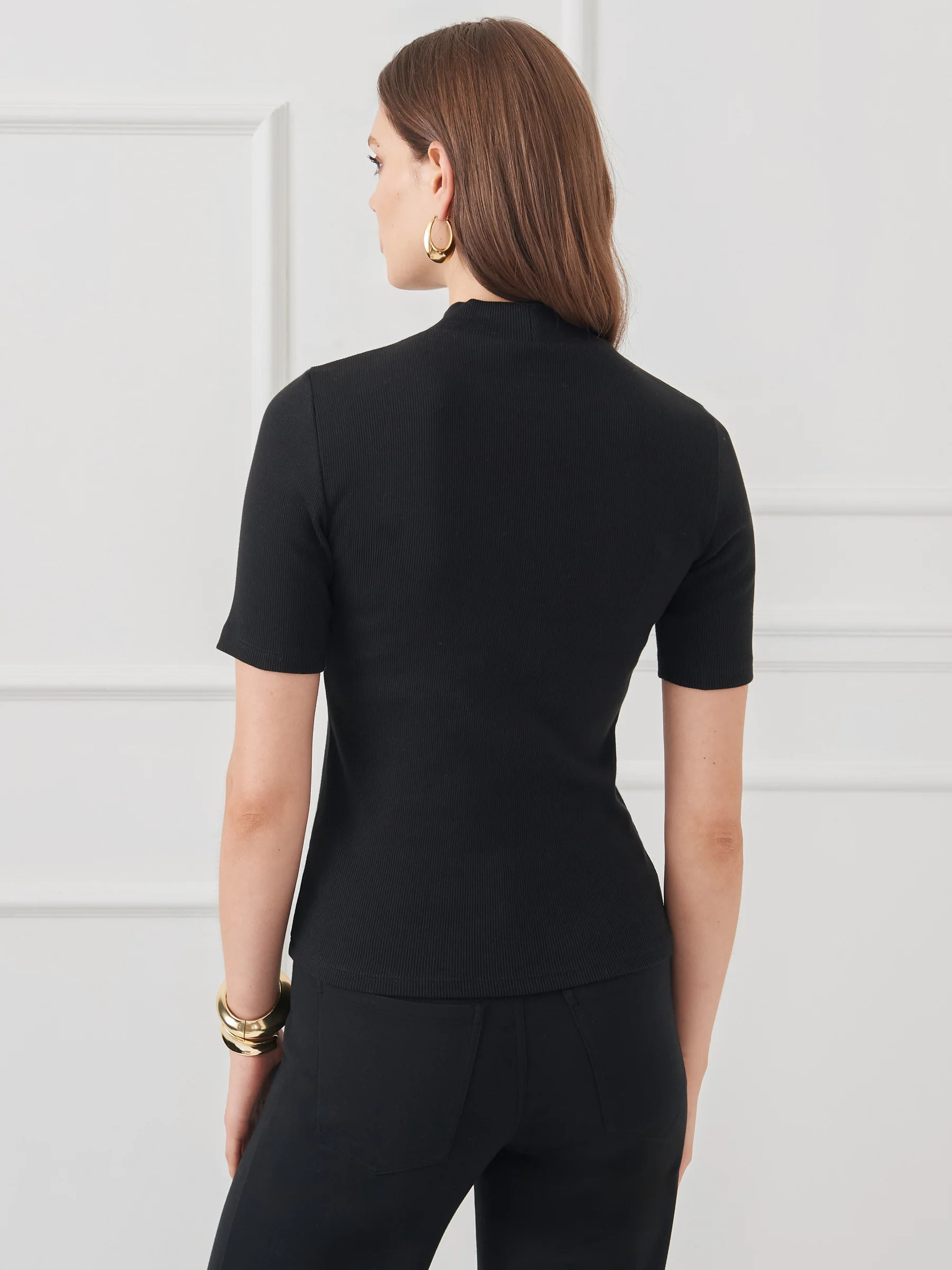 Black Solid Jess Ribbed Top | Women's Tops | J.McLaughlin | J.McLaughlin