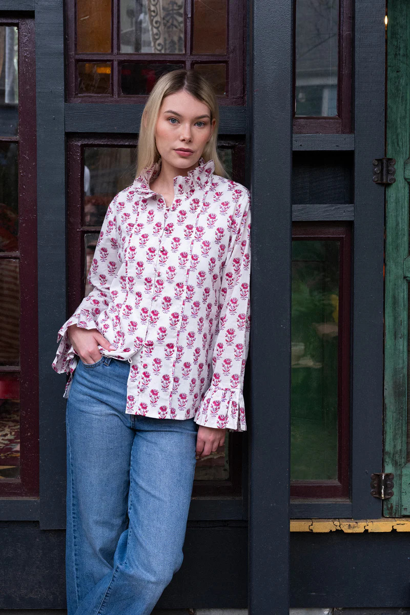 Montalcino Tunic | Cassis/Lavender Victorian Frieze | SUE SARTOR