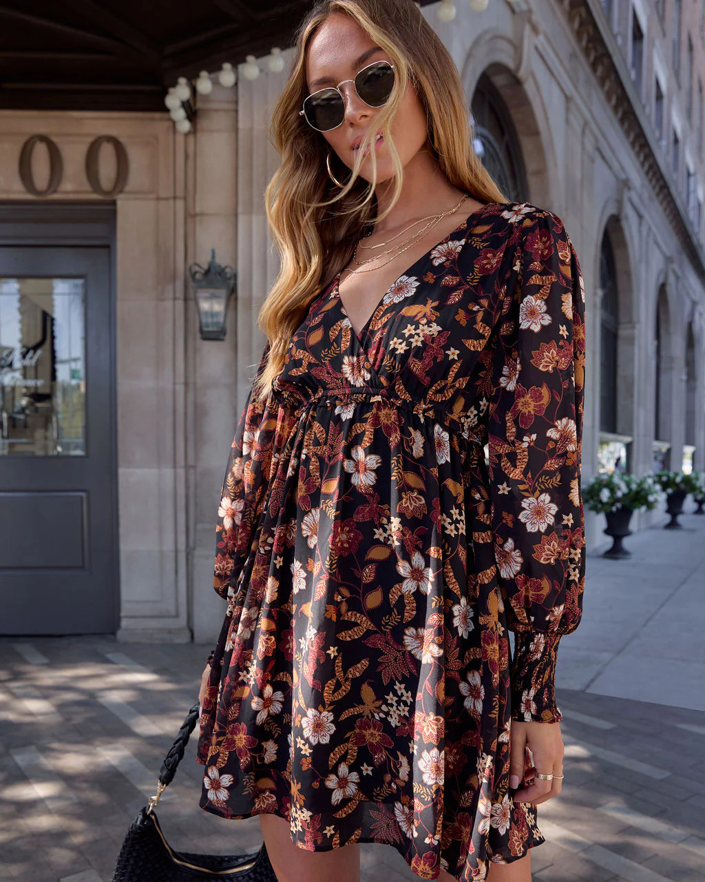 Hallie Floral Balloon Sleeve Mini Dress | VICI