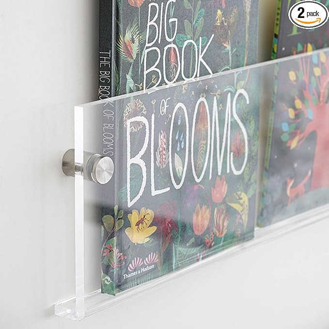 2-Pack Acrylic Magazine Holder Vinyl Records Holder, Wall Display Floating Bookshelves Wall Mount... | Amazon (US)