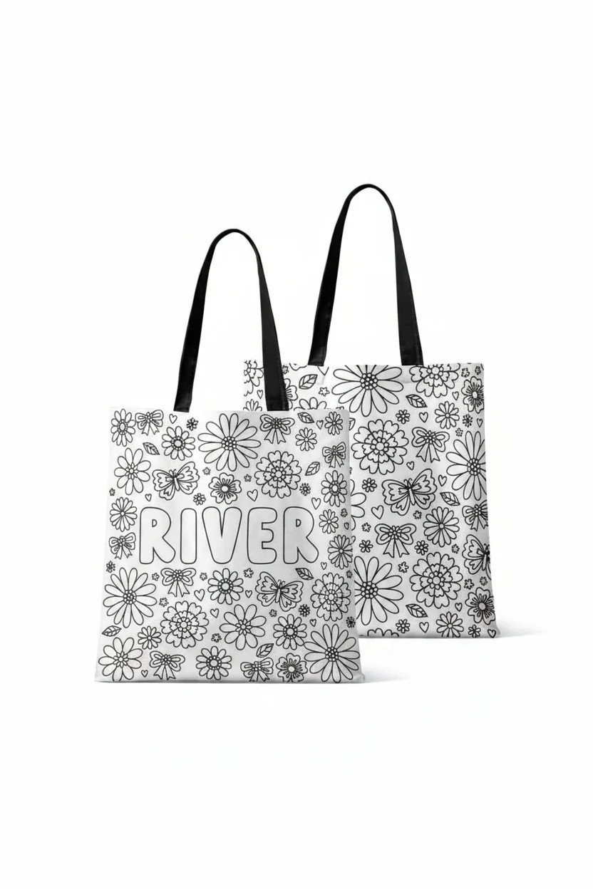 Colorable Personalized Tote Bags | Floral Flutter | Caden Lane